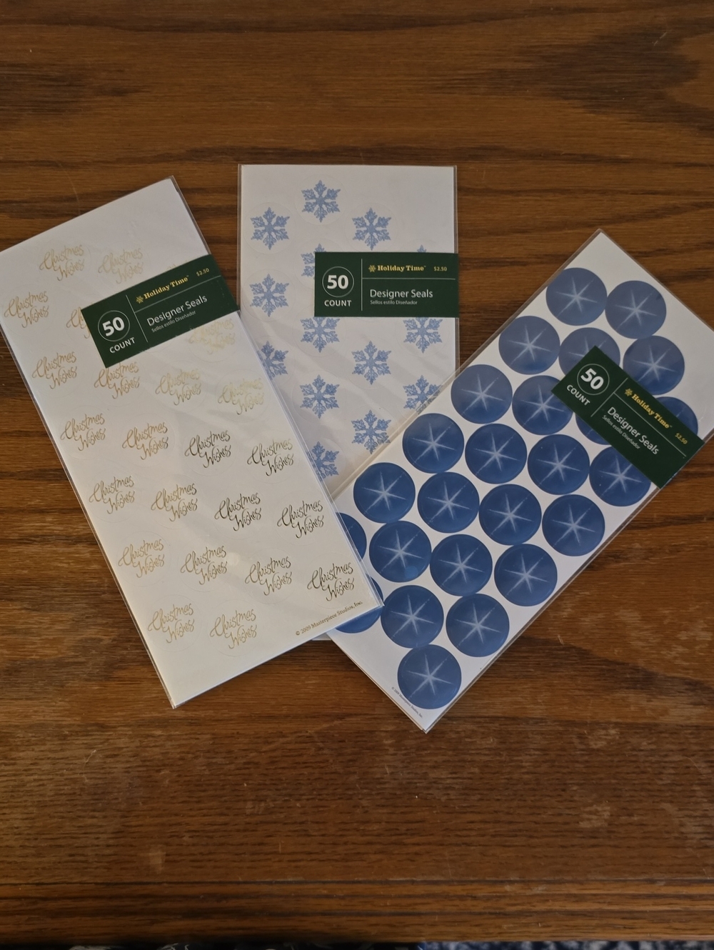 Holiday Time Blue Snowflake & Navy Dot Designer Seals - 50 Count (Set of 3)